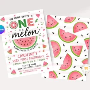 One in a Melon Birthday Invitation