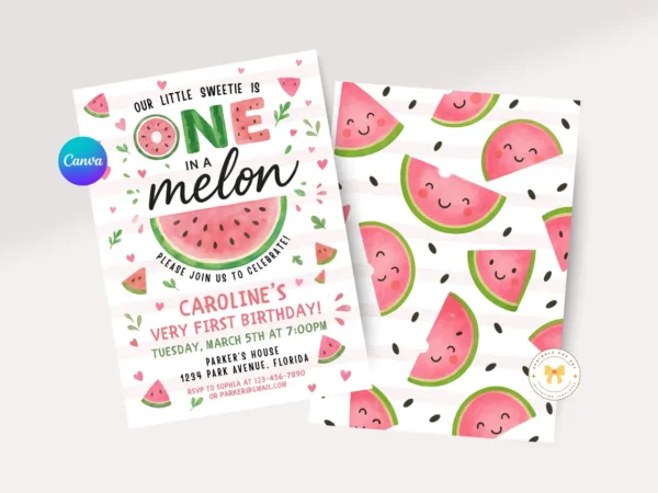One in a Melon Birthday Invitation